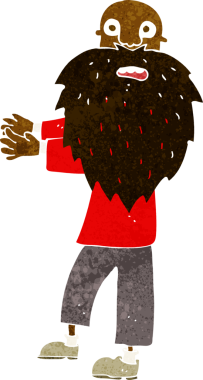 Bir insan tarafından çizilmiş sakallı yaşlı bir adam.