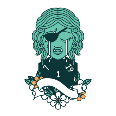 Ağlayan Ork 'un karakter simgesi. Doğal bir d20 zar atışıyla bir insan tarafından çizilmiş.