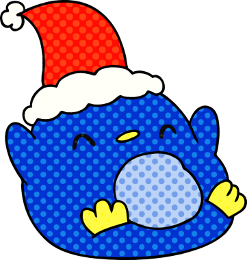 Bir insan tarafından çizilmiş kawaii pengueninin el çizimi karikatürü