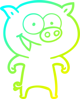 Bir insan tarafından çizilmiş neşeli bir domuz çizgi filmi.