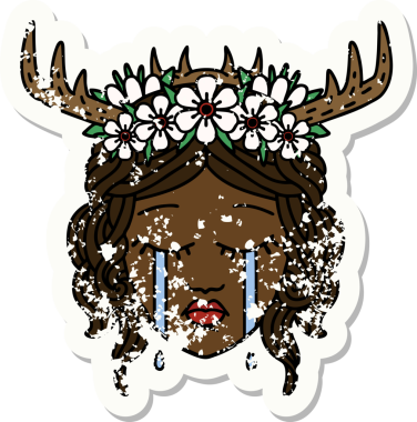 Retro Dövme Tarzı Ağlayan İnsan Druid Bir insan tarafından çizilmiş