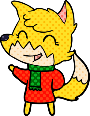 Bir insan tarafından çizilmiş mutlu çizgi film tilkisi.