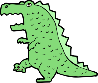 Bir insan tarafından çizilmiş karikatür dinozor.