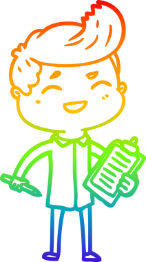 gökkuşağı gradyan çizimi bir çizgi film satıcısı gülen bir insan tarafından çizilmiş