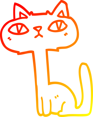 Bir insan tarafından çizilmiş komik çizgi bir kedinin sıcak çizgi çizimi