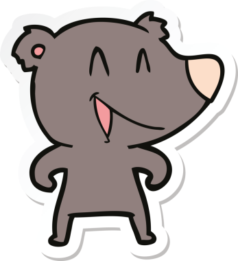 Bir insan tarafından çizilmiş, gülen ayı çizgi filminin çıkartması.