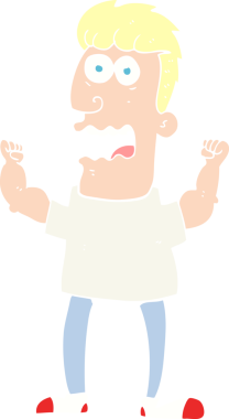 Bir insan tarafından çizilmiş stresli bir adamın düz renk çizimi