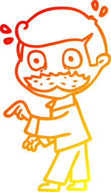 İnsan tarafından çizilmiş bıyıklı bir çizgi film karakteri çizimi.