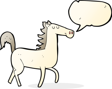 Bir insan tarafından çizilmiş konuşma balonlu çizgi film atı.