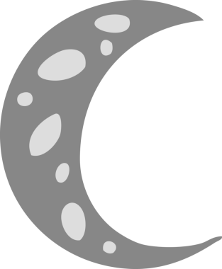 Bir insan tarafından çizilmiş hilal şeklindeki bir ayın el çizimi karikatürü