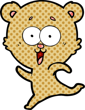 Bir insan tarafından çizilmiş gülen oyuncak ayı çizgi filmi.