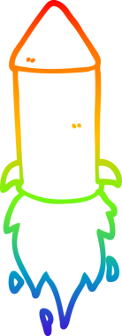 gökkuşağı gradyan çizgi çizimi bir insan tarafından çizilmiş bir roket