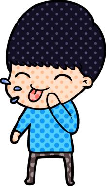 Bir insan tarafından çizilmiş mutlu çizgi film çocuğu.