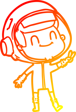 Bir insan tarafından çizilmiş mutlu bir astronotun sıcak çizgi çizimi