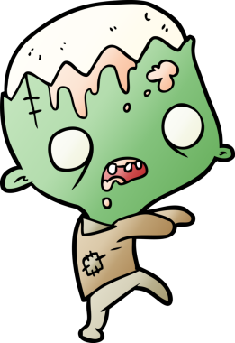 Bir insan tarafından çizilmiş şirin bir zombi çizgi filmi.