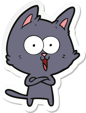 Bir insan tarafından çizilmiş komik bir çizgi film kedisinin çıkartması.