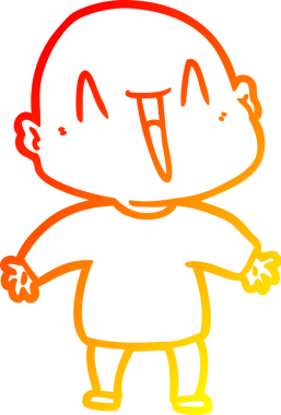 Bir insan tarafından çizilmiş mutlu, kel bir adamın sıcak çizgi çizimi.