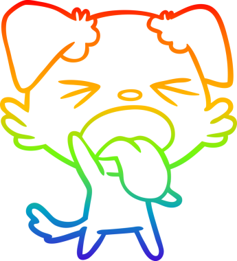 Gökkuşağı gradyan çizgi çizimi bir insan tarafından çizilmiş iğrenç bir köpek.