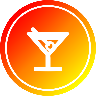 Bir insan tarafından çizilmiş sıcak eğimli zeytin dairesel ikonu ile kokteyl