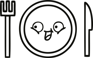 Bir insan tarafından çizilmiş bir yemek tabağının karikatürü.