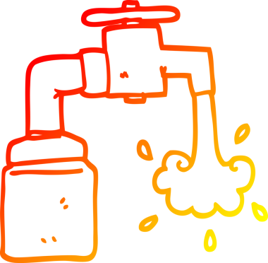 Bir insan tarafından çizilen çizgi film musluğunun sıcak gradyan çizimi