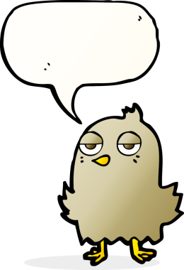 Bir insan tarafından çizilmiş konuşma balonlu sıkılmış bir kuş.