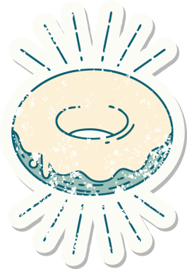 Bir insan tarafından çizilmiş eski bir dövme stili buzlu çörek.