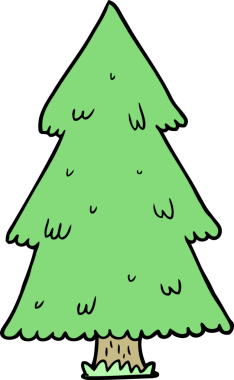 Bir insan tarafından çizilmiş karikatür noel ağacı