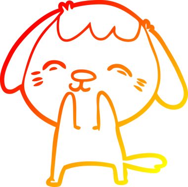 Bir insan tarafından çizilmiş mutlu çizgi film köpeğinin sıcak çizgi çizimi