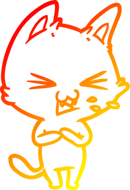 Bir insan tarafından çizilmiş çizgi film kedisinin sıcak çizgi çizimi