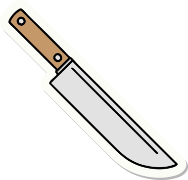 Bir insan tarafından çizilmiş bıçağın geleneksel stiliyle dövme çıkartması.