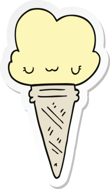 Bir insan tarafından çizilmiş karikatür dondurma etiketi.