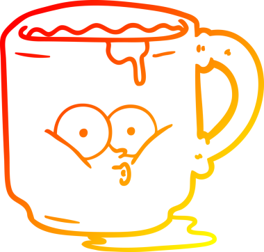 Bir insan tarafından çizilmiş bir çizgi film kirli ofis kupasının sıcak çizgi çizimi