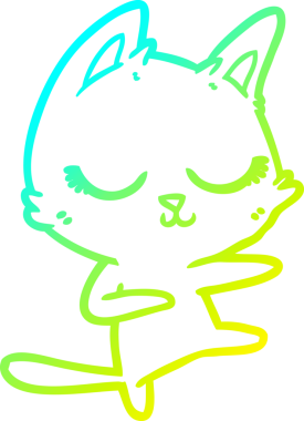 Bir insan tarafından çizilmiş sakin bir çizgi film kedisinin soğuk eğim çizgisi.