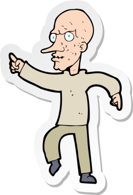 Bir insan tarafından çizilmiş kızgın yaşlı bir adamın çıkartması.