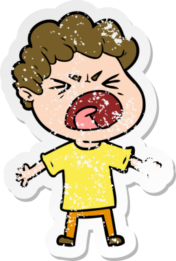 Bir insan tarafından çizilmiş öfkeli bir adamın sıkıntılı çıkartması.