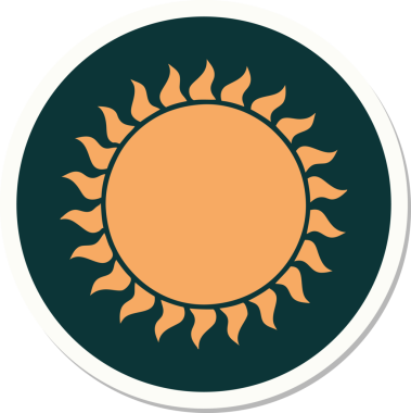 Bir insan tarafından çizilmiş geleneksel güneş şeklinde dövme çıkartması.