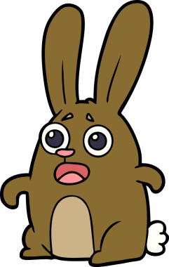 Çizgi film bir insan tarafından çizilmiş ürkmüş tavşan.