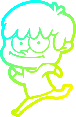 Bir insan tarafından çizilmiş mutlu bir çizgi film karakteri çizimi.