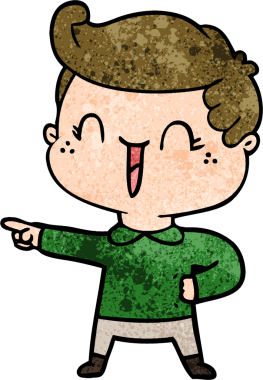 Bir insan tarafından çizilmiş, gülen çocuk.