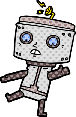 Bir insan tarafından çizilmiş çizgi film robotu