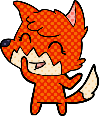 Bir insan tarafından çizilmiş mutlu çizgi film tilkisi.