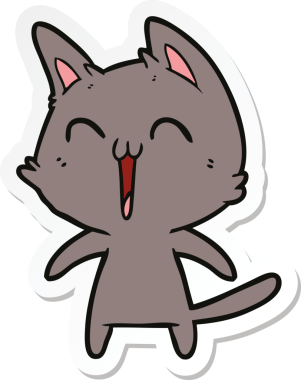 Bir insan tarafından miyavlanan mutlu çizgi film kedisinin çıkartması.