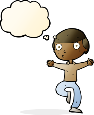 Bir insan tarafından çizilmiş düşünce baloncuğu ile ürkmüş bir adam.