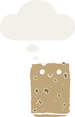 Düşünce baloncuklu çizgi film bisküvisi insan tarafından çizilmiş.