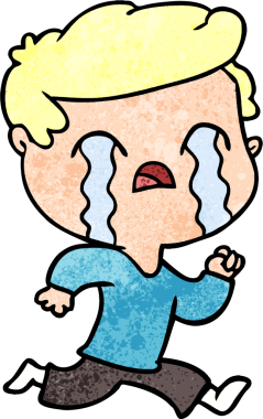 Bir insan tarafından çizilmiş ağlayan çizgi film adamı.