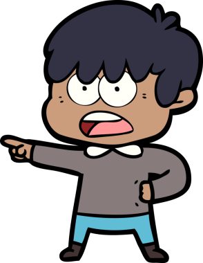 Bir insan tarafından çizilmiş endişeli çizgi film çocuğu.