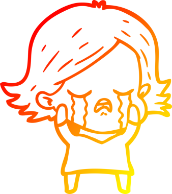 Bir insan tarafından çizilmiş ağlayan çizgi film kızı çizimi.