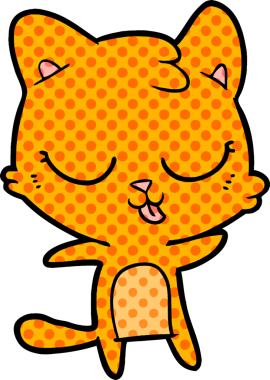 Bir insan tarafından çizilmiş sevimli çizgi film kedisi.