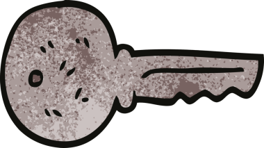 bir insan tarafından çizilmiş karikatür metal anahtarı.